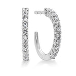 Hearts on Fire Earring 18K White Gold Signature Round Diamond Hoop - X-Small