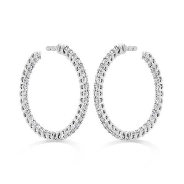 Hearts on Fire Earring Signature Round Inside Out Diamond Hoop - Small