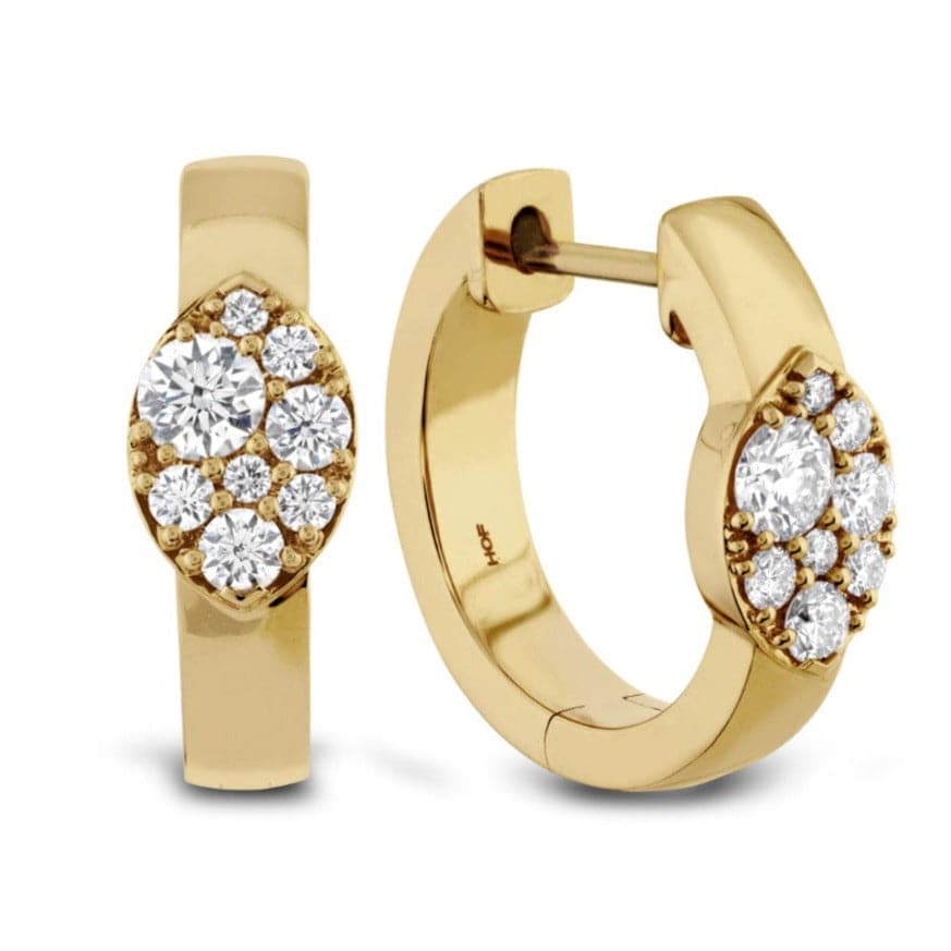 Hearts on Fire Earring 18K Yellow Gold Tessa Navette Diamond Hoop Earrings