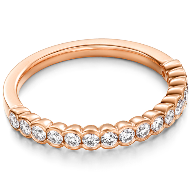 Hearts on Fire Engagement Wedding Band 18k Rose Gold Isabelle Bezel Diamond Band 6.5