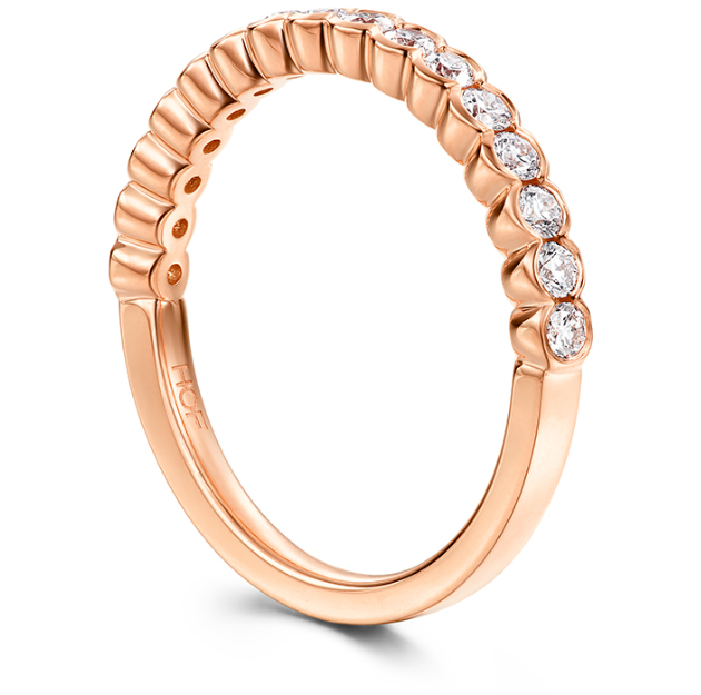 Hearts on Fire Engagement Wedding Band 18k Rose Gold Isabelle Bezel Diamond Band 6.5