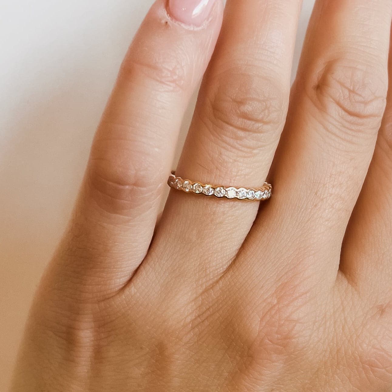 Hearts on Fire Engagement Wedding Band 18k Rose Gold Isabelle Bezel Diamond Band 6.5