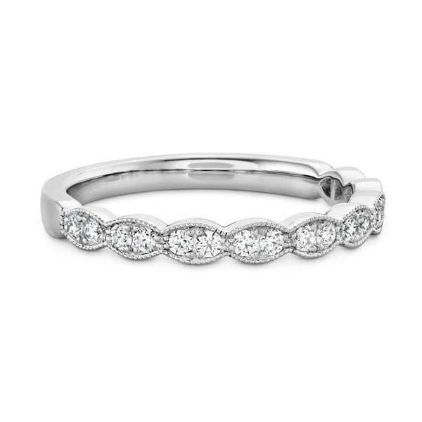 Hearts on Fire Engagement Wedding Band 18k White Gold Lorelei Floral Milgrain Diamond Band I-J/VS-SI / 6.5