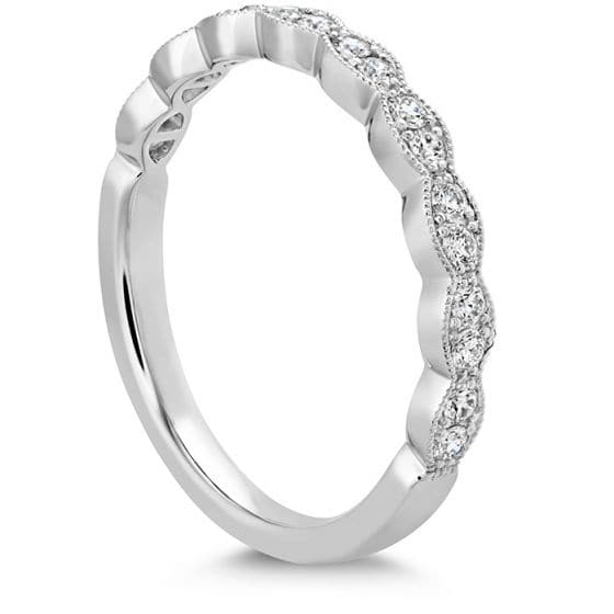 Hearts on Fire Engagement Wedding Band 18k White Gold Lorelei Floral Milgrain Diamond Band I-J/VS-SI / 6.5
