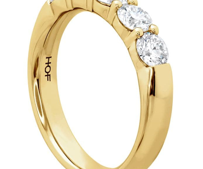 Hearts on Fire Engagement Wedding Band 18k Yellow Gold Five-Stone Diamond Band 2.00 / GH/VS-SI / 6.5