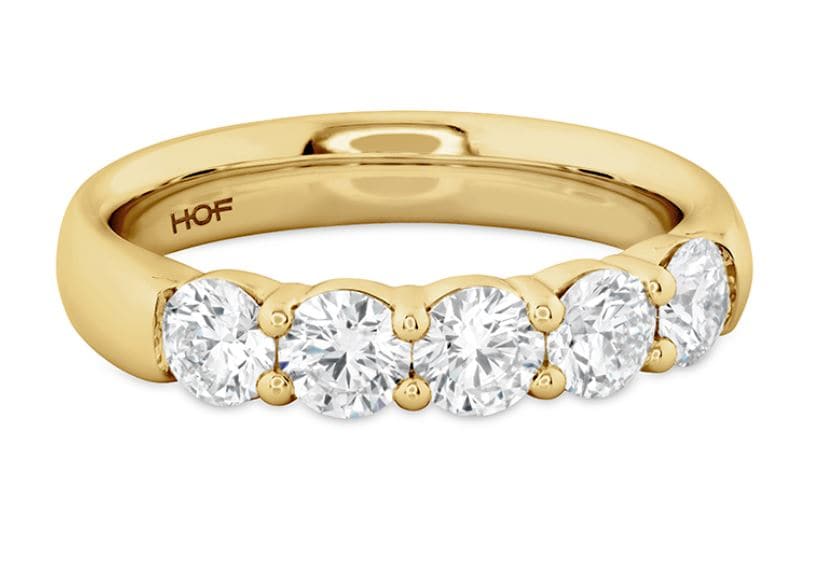 Hearts on Fire Engagement Wedding Band 18k Yellow Gold Five-Stone Diamond Band 2.00 / GH/VS-SI / 6.5