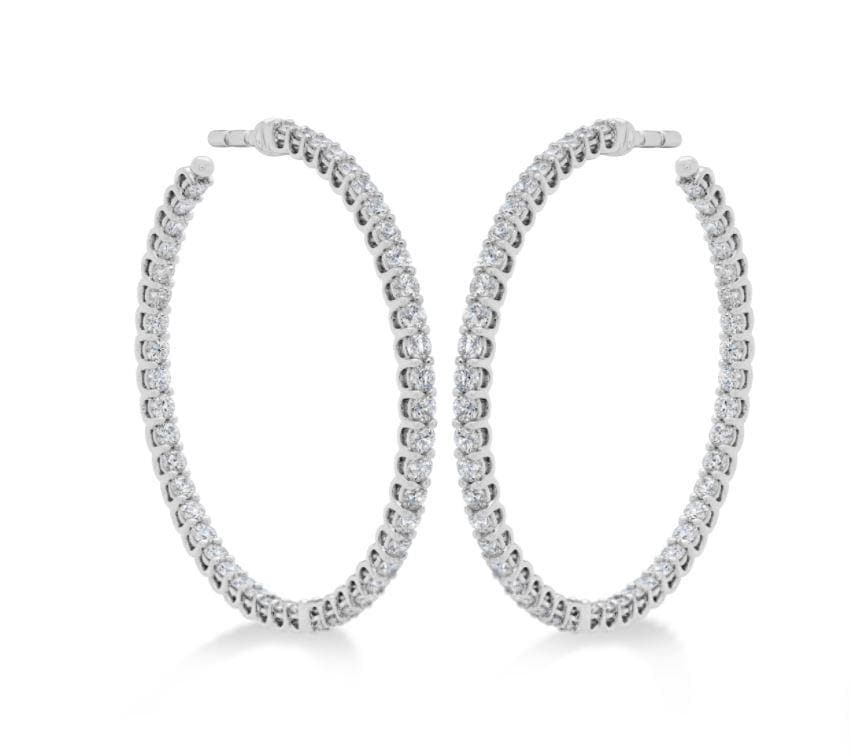 Hearts on Fire Earring Signature Round Inside Out Diamond Hoop - Medium