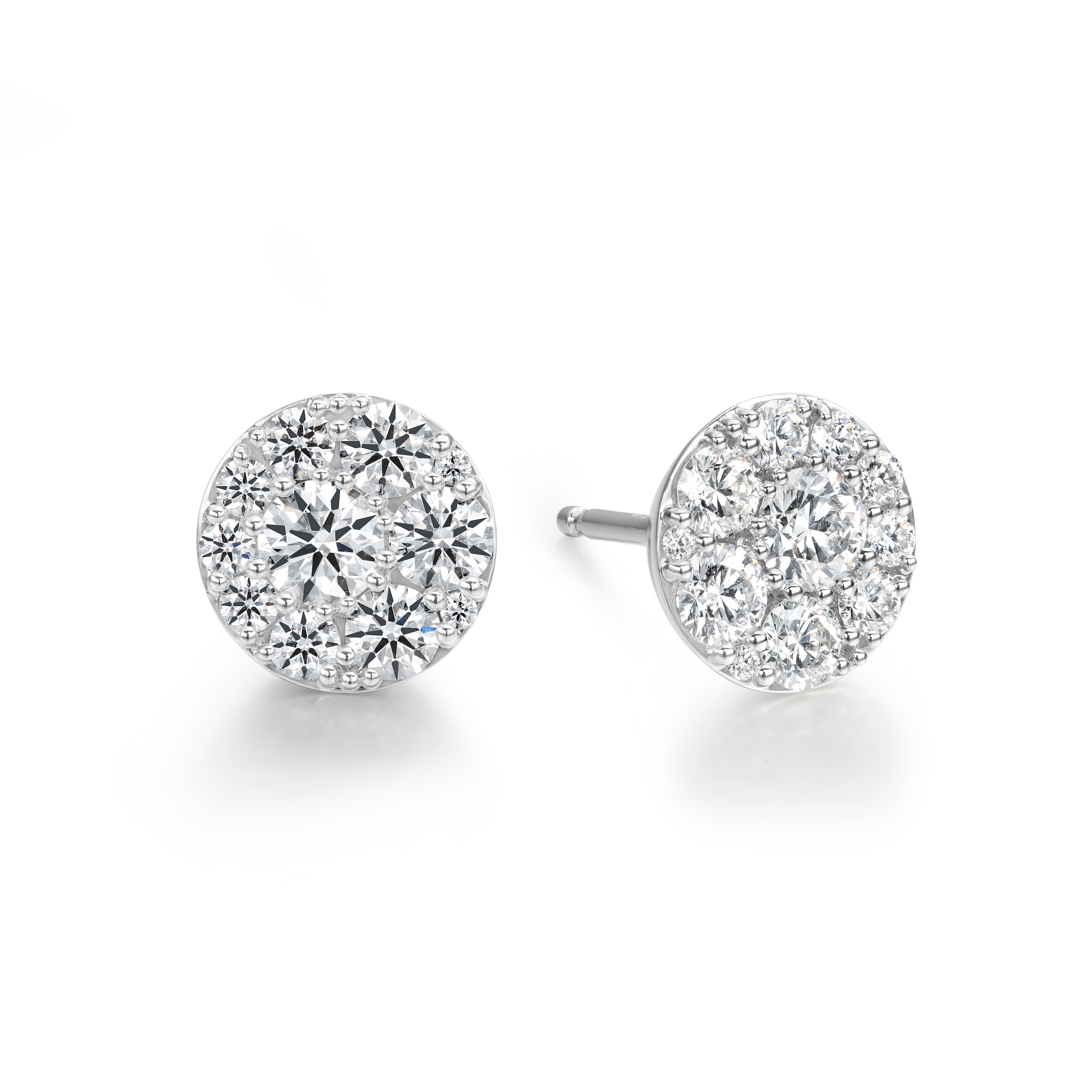 Hearts on Fire Earring Tessa Circle 18k White Gold and Diamond Cluster Studs