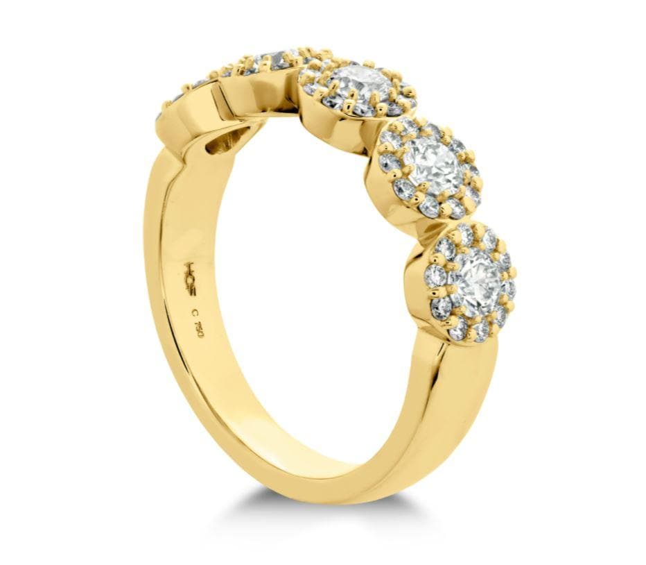 Hearts on Fire Wedding Band Yellow Gold Fulfillment Round Diamond Halo Band 6.5
