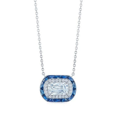 Kwiat Necklaces and Pendants 18K White Gold Kwiat Ashoka Diamond and Sapphire Necklace