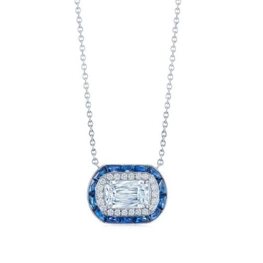 Kwiat Necklaces and Pendants 18K White Gold Kwiat Ashoka Diamond and Sapphire Necklace
