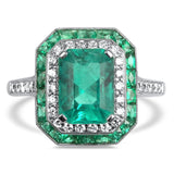 Kwiat Ring Kwiat Platinum Colombian Emerald and Diamond Ring 5.75