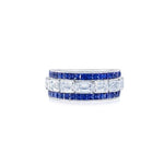 Kwiat Wedding Band Platinum Kwiat Ashoka East-West Partway Diamond and Blue Sapphire Band 6.0