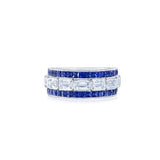 Kwiat Wedding Band Platinum Kwiat Ashoka East-West Partway Diamond and Blue Sapphire Band 6.0