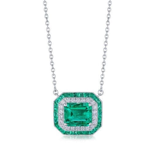 Kwiat Necklaces and Pendants Platinum Kwiat Colombian Emerald and Diamond Necklace