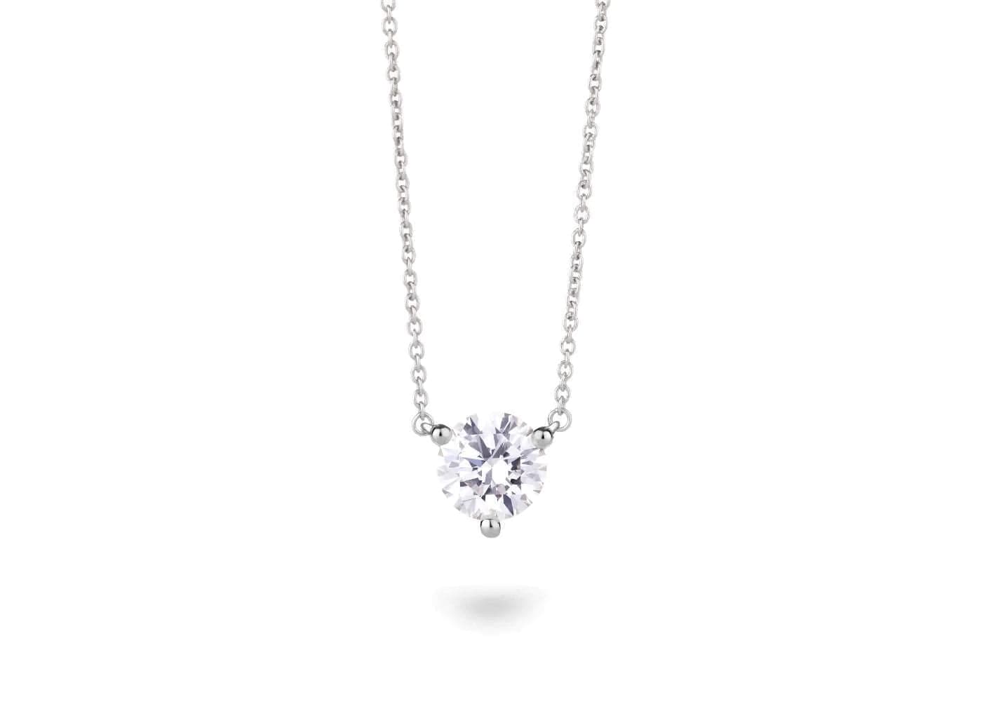 Lightbox Necklaces and Pendants Lab-Grown White Gold 3-Prong Diamond Solitaire Pendant - 1ctw