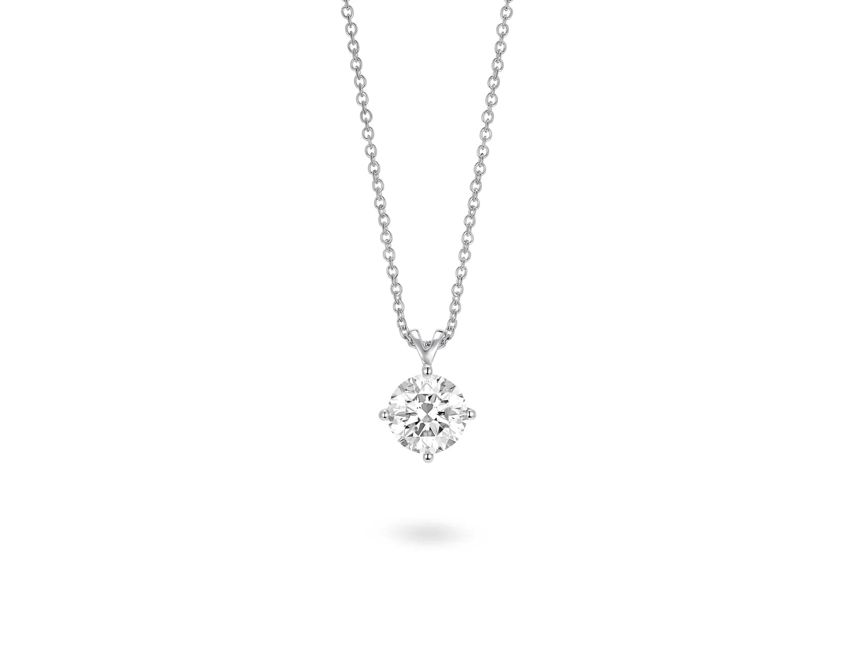 Lightbox Necklaces and Pendants Lab-Grown White Gold 4-Prong Diamond Solitaire Pendant - 1ctw