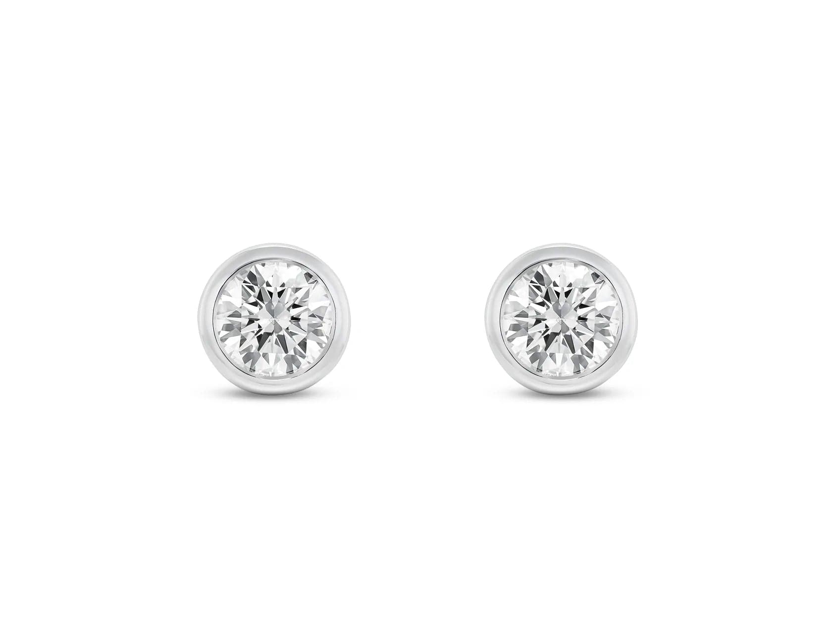 Lightbox Earring Lab-Grown White Gold Bezel Diamond Studs - 1ctw