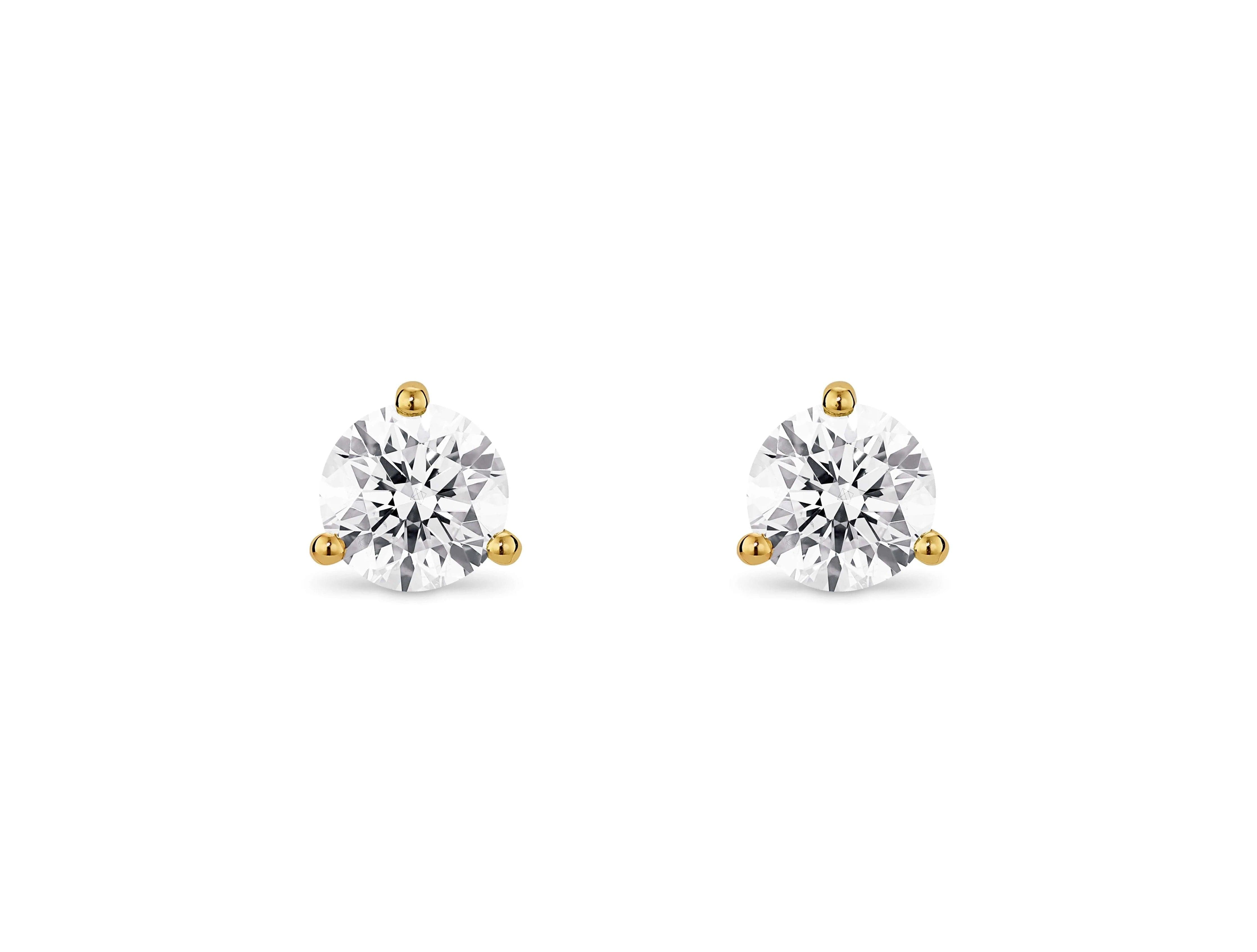 Lightbox Earring Lab-Grown Yellow Gold Diamond Studs - 1ctw