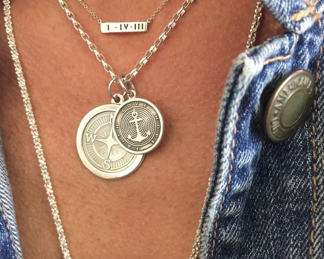 LOLA Necklaces and Pendants Compass Rose Pendant - Alpine White