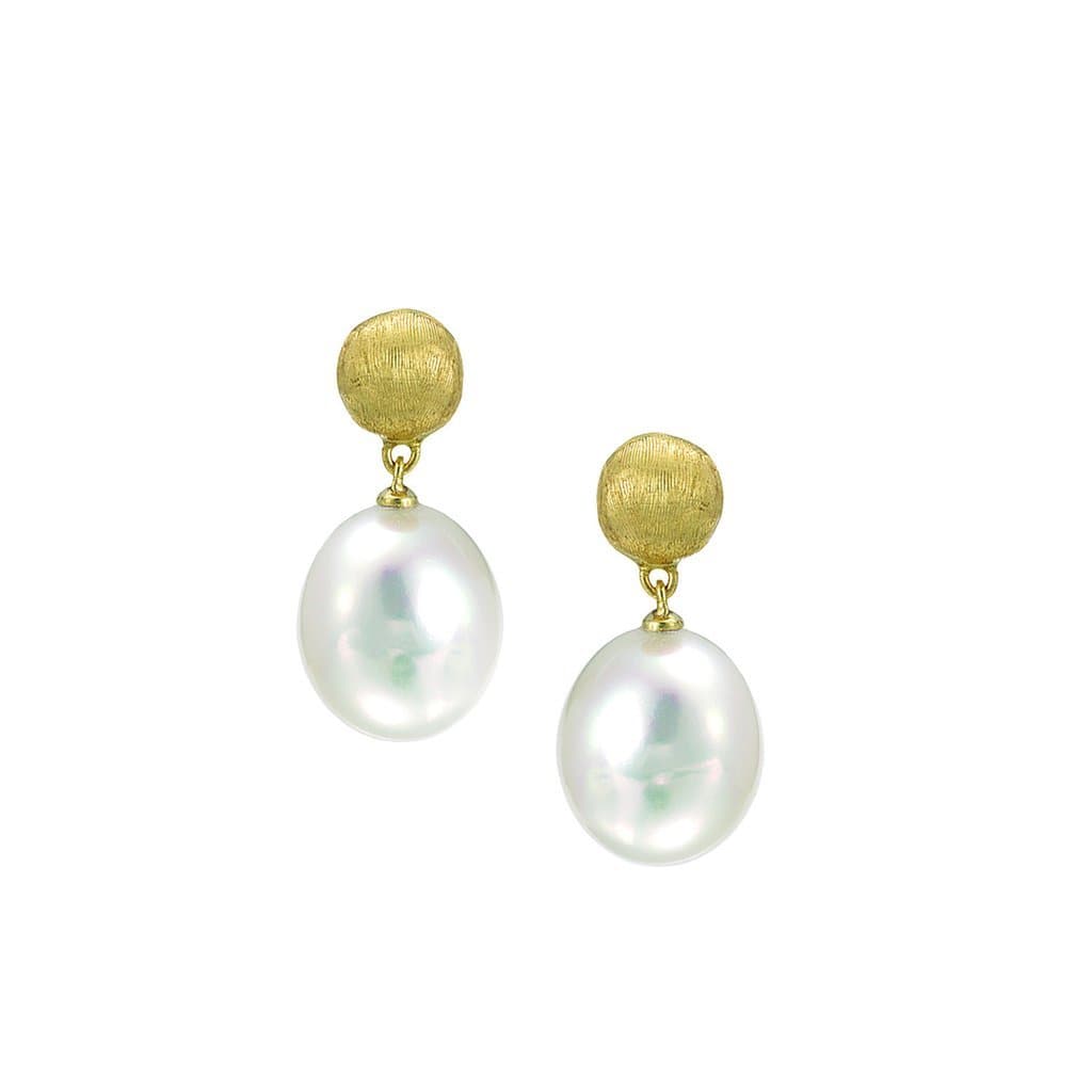 Marco Bicego Earring Africa Collection 18K Yellow Gold and Pearl Small Drop Earrings