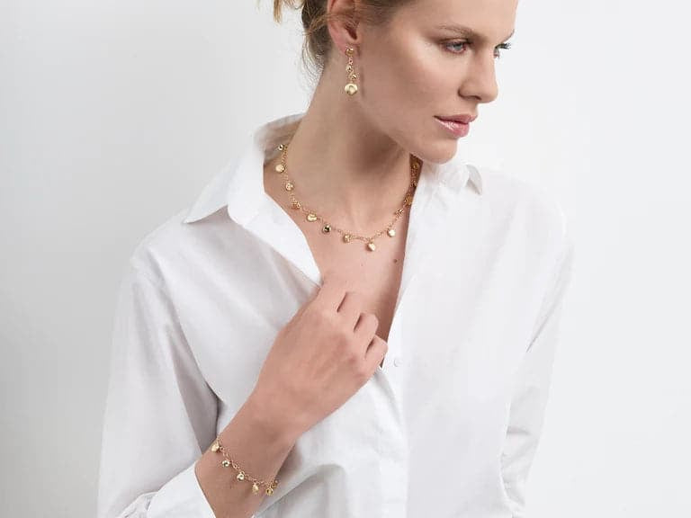 Marco Bicego Earring Jaipur Collection 18K Yellow Gold Engraved and Polished Charm Drop Earrings