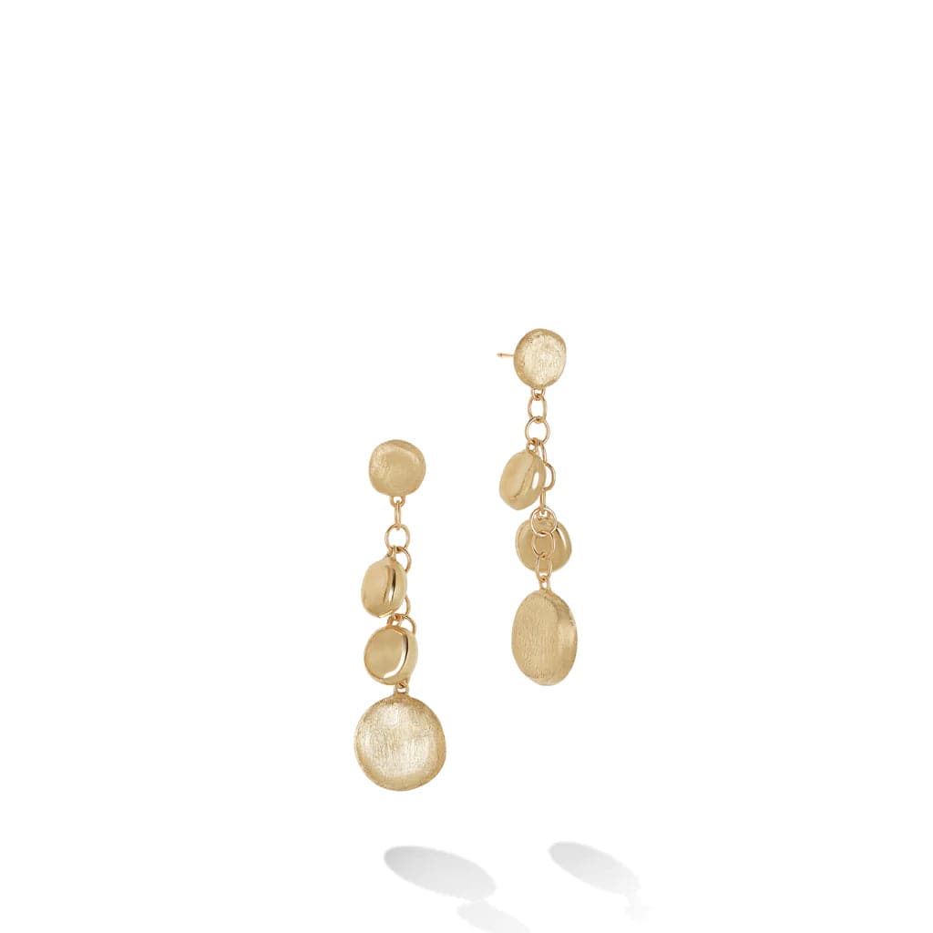 Marco Bicego Earring Jaipur Collection 18K Yellow Gold Engraved and Polished Charm Drop Earrings