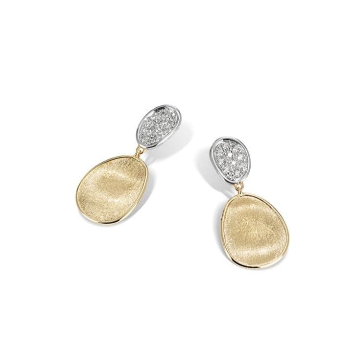 Marco Bicego Earring Lunaria Collection 18K Yellow Gold and Diamond Petite Double Drop Earrings