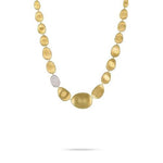 Marco Bicego Lunaria 18K Yellow and White Gold Diamond Pavé Small Single Station Collar Necklace