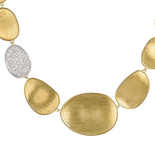 Marco Bicego Lunaria 18K Yellow and White Gold Diamond Pavé Small Single Station Collar Necklace - view 3
