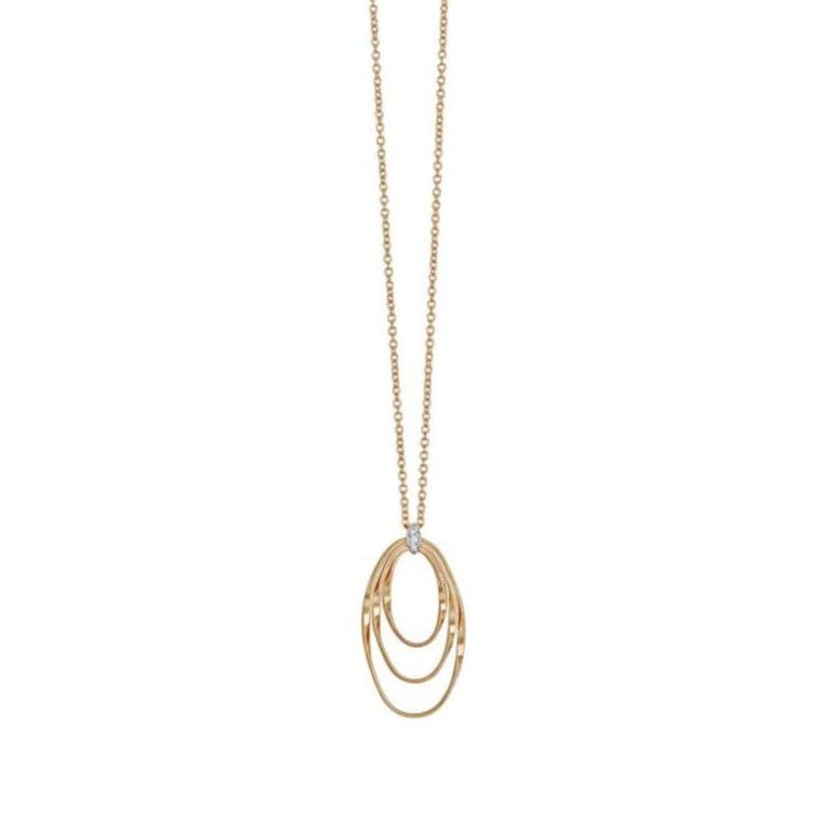 Marco Bicego Necklaces and Pendants Marrakech Onde Collection 18K Yellow Gold and Diamond Concentric Small Pendant