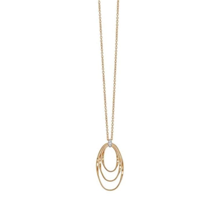 Marco Bicego Necklaces and Pendants Marrakech Onde Collection 18K Yellow Gold and Diamond Concentric Small Pendant