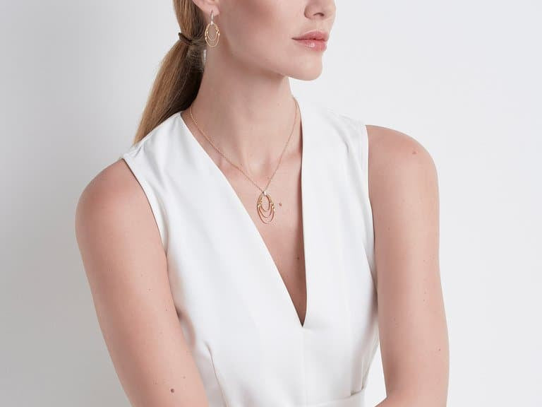 Marco Bicego Necklaces and Pendants Marrakech Onde Collection 18K Yellow Gold and Diamond Concentric Small Pendant