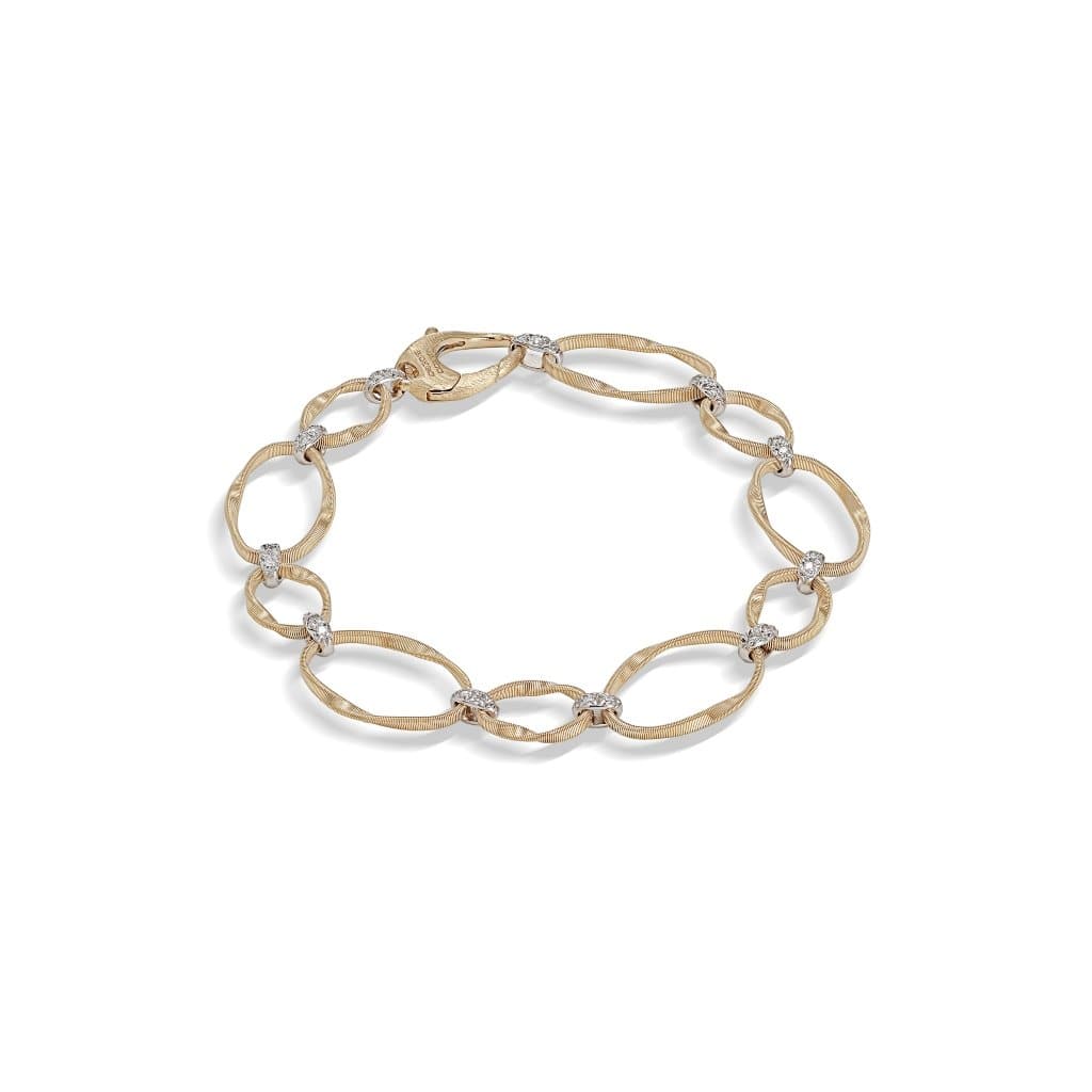 Marco Bicego Bracelet Marrakech Onde Collection 18K Yellow Gold and Diamond Flat Link Bracelet