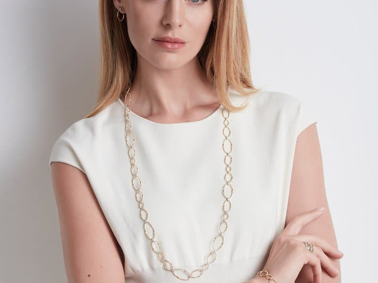 Marco Bicego Bracelet Marrakech Onde Collection 18K Yellow Gold and Diamond Flat Link Bracelet