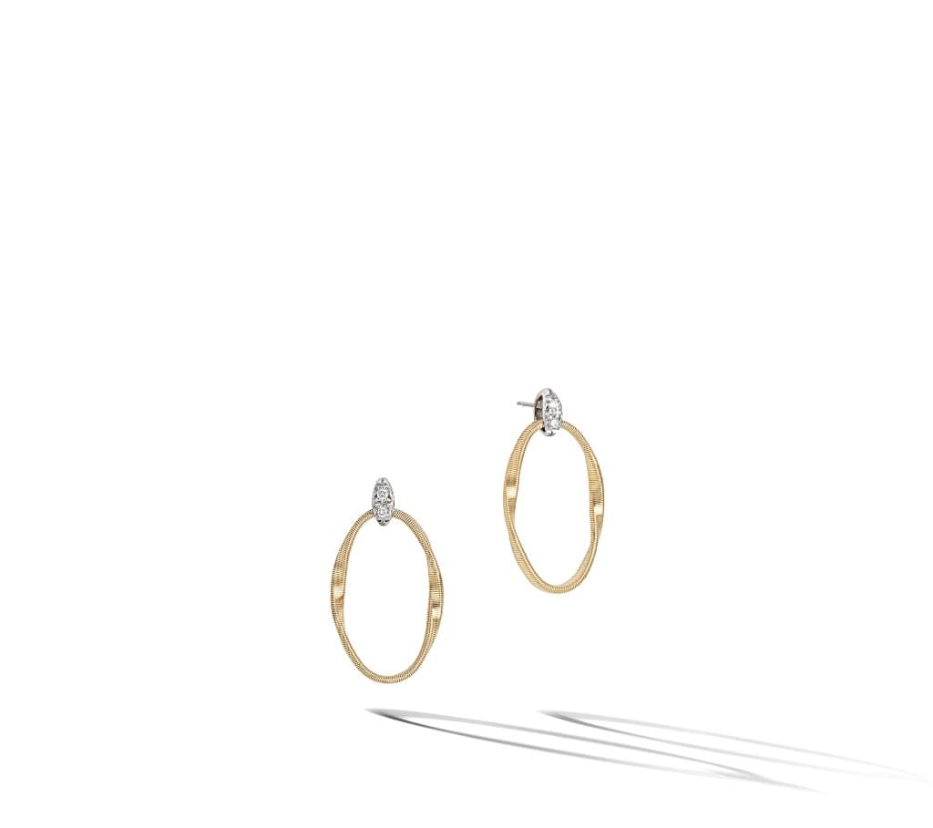 Marco Bicego Earring Marrakech Onde Collection 18K Yellow Gold and Diamond Link Stud