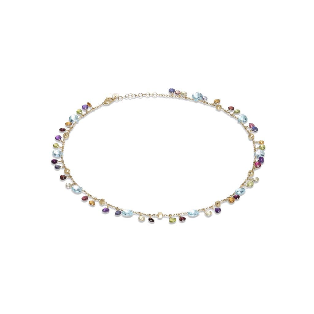 Marco Bicego Necklaces and Pendants Paradise Collection 18K Yellow Gold Blue Topaz and Mixed Gemstone Single Strand Necklace