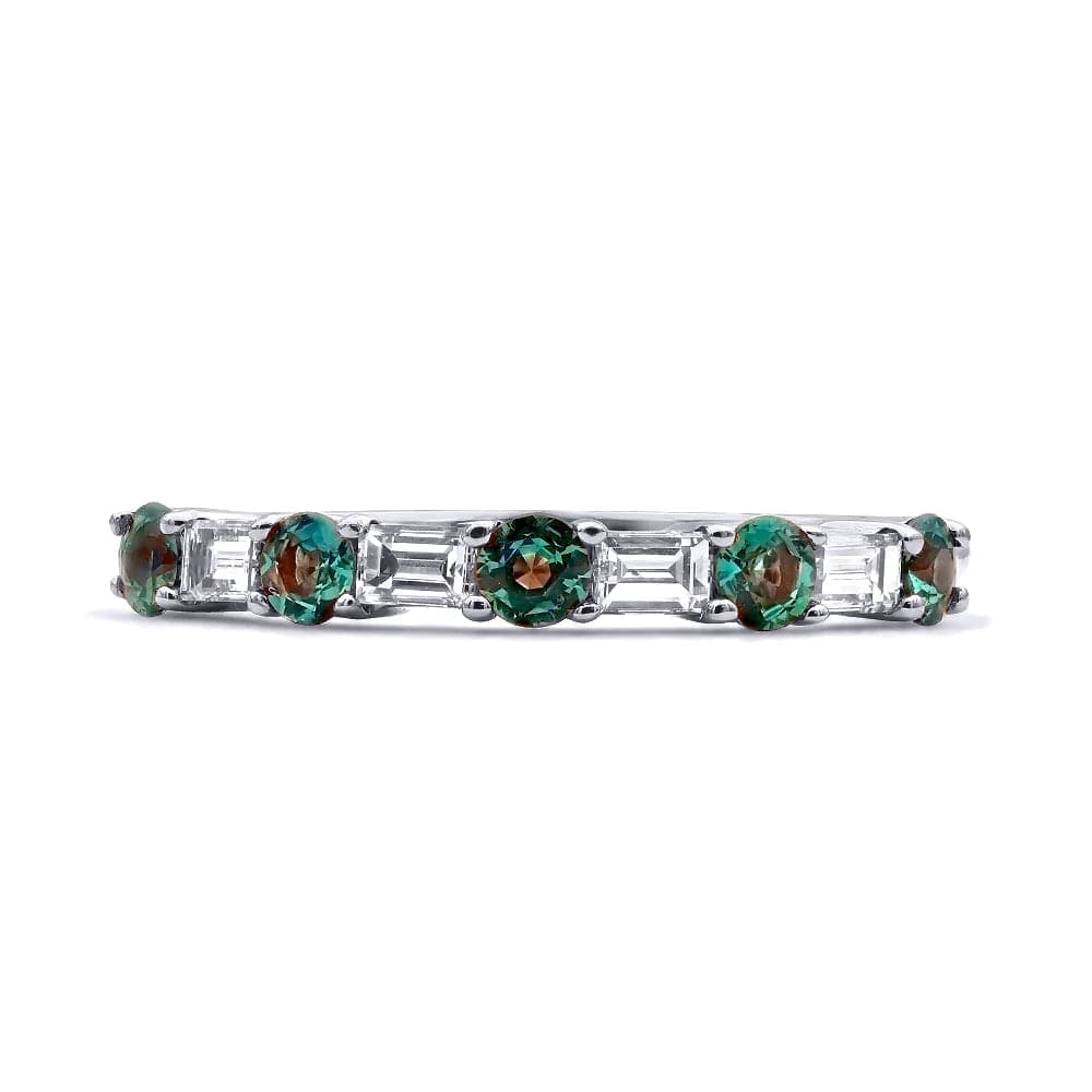 Mark Henry Ring 18k White Gold Alexandrite and Diamond Baguette Band 6.25