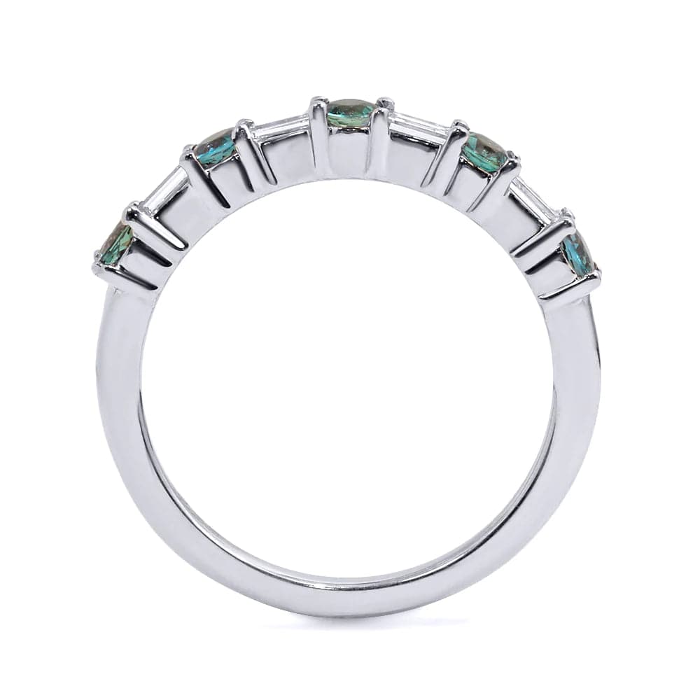 Mark Henry Ring 18k White Gold Alexandrite and Diamond Baguette Band 6.25