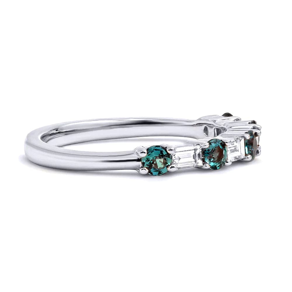 Mark Henry Ring 18k White Gold Alexandrite and Diamond Baguette Band 6.25
