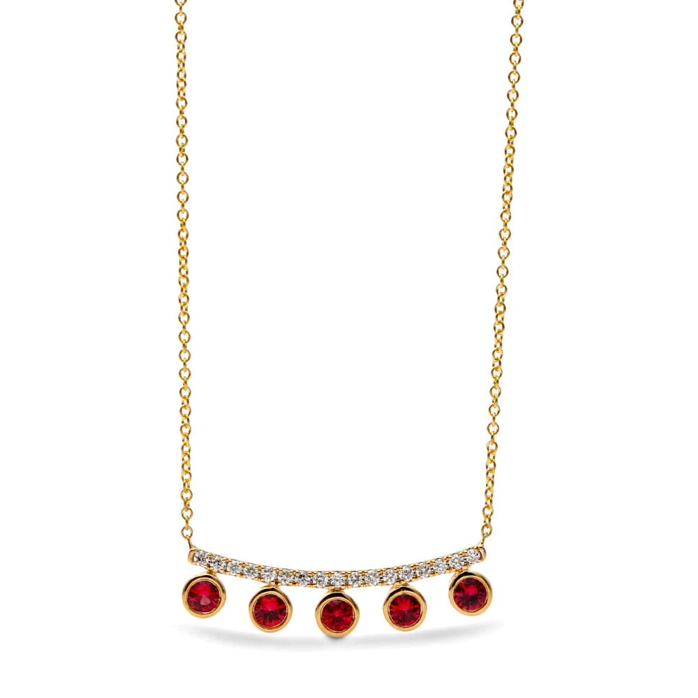 Mark Henry Necklaces and Pendants 18k Yellow Gold Diamond and Ruby Crown Necklace