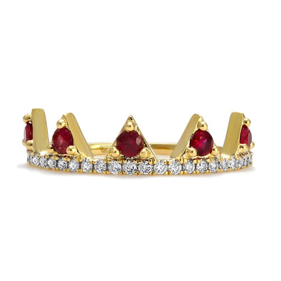 Mark Henry Ring 18k Yellow Gold Icon Ruby and Diamond Ring 7