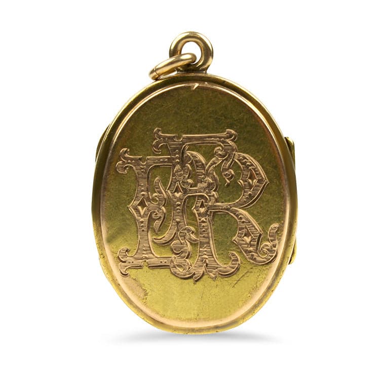 PAGE Estate Necklaces and Pendants 10k Yellow Gold Oval Victorian Monogram Oval Locket