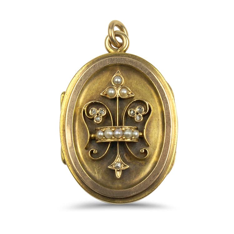 PAGE Estate Necklaces and Pendants 10k Yellow Gold Oval Victorian Monogram Oval Locket