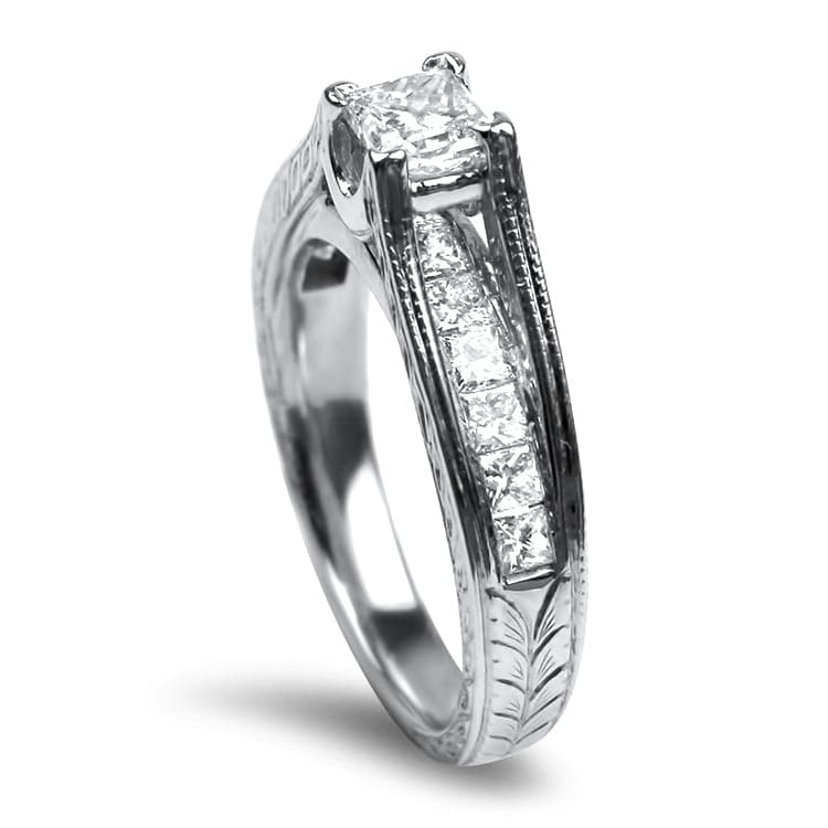 PAGE Estate Engagement Ring 14k White Gold .37ct Princess Cut Invisible Set Engagement Ring 6.25