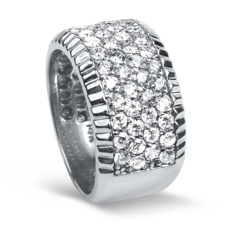 PAGE Estate Ring 14k White Gold 4 Row Diamond Fluted Band 7