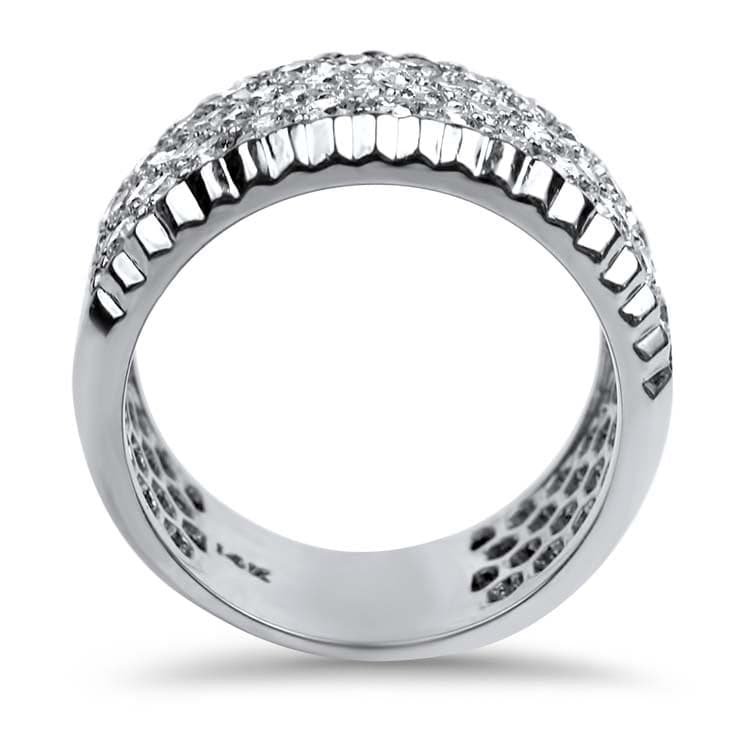PAGE Estate Ring 14k White Gold 4 Row Diamond Fluted Band 7