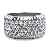 PAGE Estate Ring 14k White Gold 4 Row Diamond Fluted Band 7