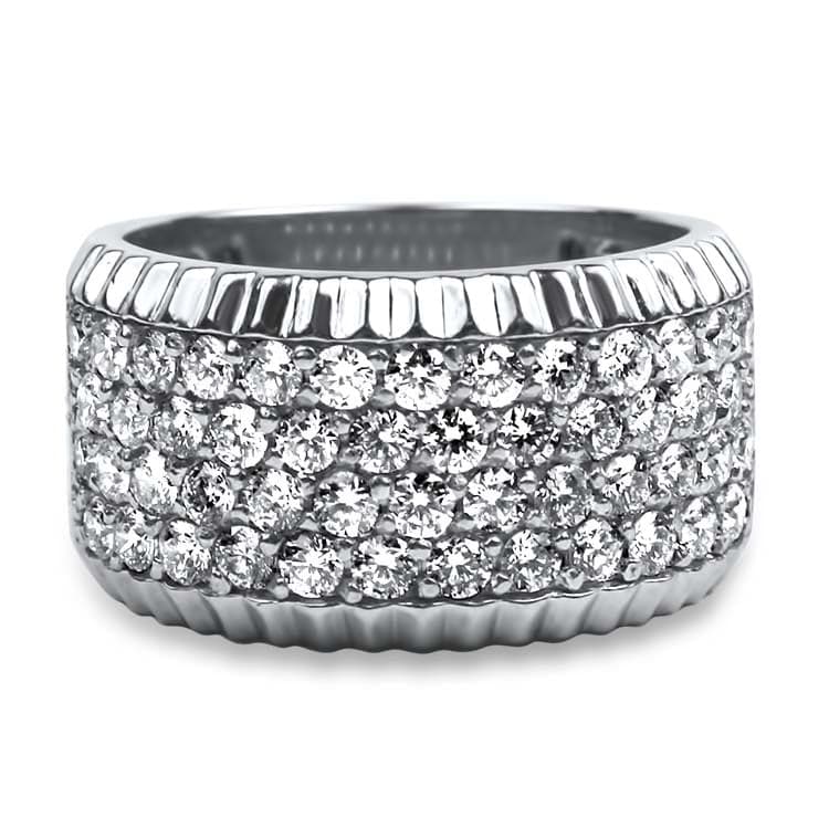 PAGE Estate Ring 14k White Gold 4 Row Diamond Fluted Band 7