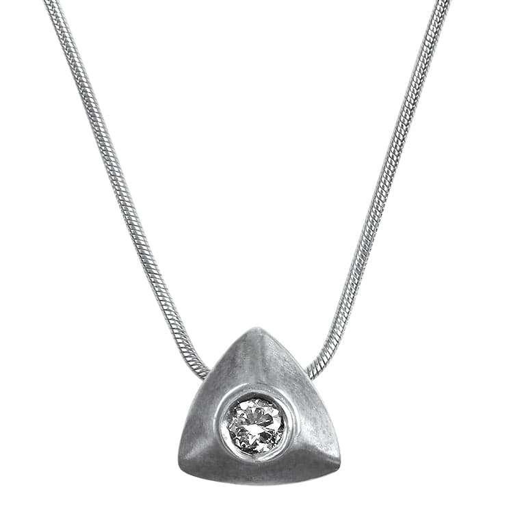 PAGE Estate Necklaces and Pendants 14k White Gold Diamond Geometric Pendant Necklace